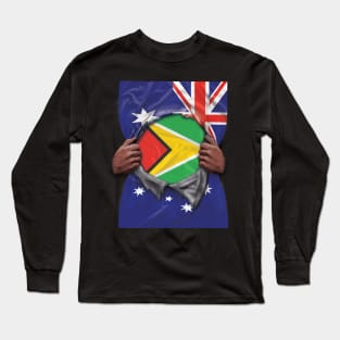 Guyana Flag Australian Flag Ripped - Gift for Guyanese From Guyana Long Sleeve T-Shirt